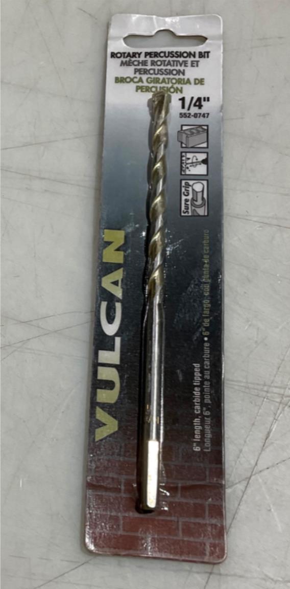 Vulcan 552-0747 1/4" x 6" carbide tipped rotary percussion bit