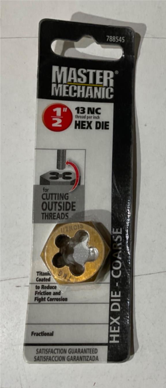 Master Mechanic 788545 1/2" 13NC Hex Die-Course