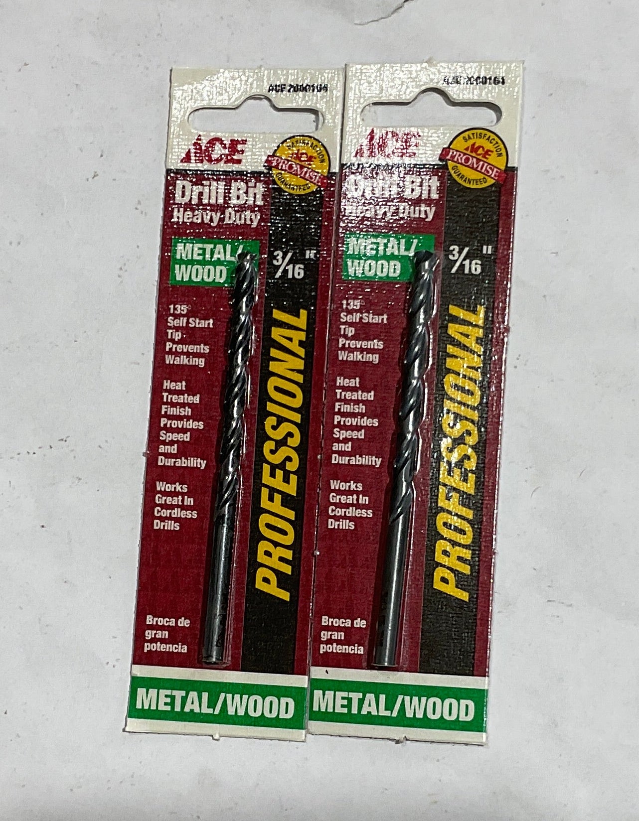Ace 3/16" Metal/Wood 3-1/2" Professional HD Drill Bit ACE 2000164 2pcs