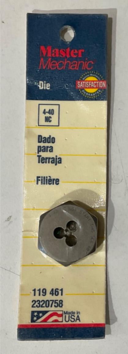 Master Mechanic 119 461 4-40 NC Die USA