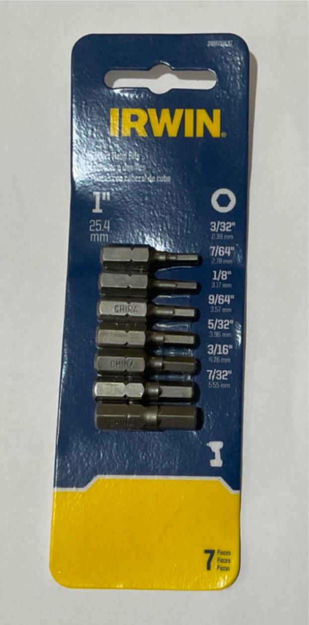 Irwin IWAF21HEX7 7pc 1" Socket Head Bits #IR-8
