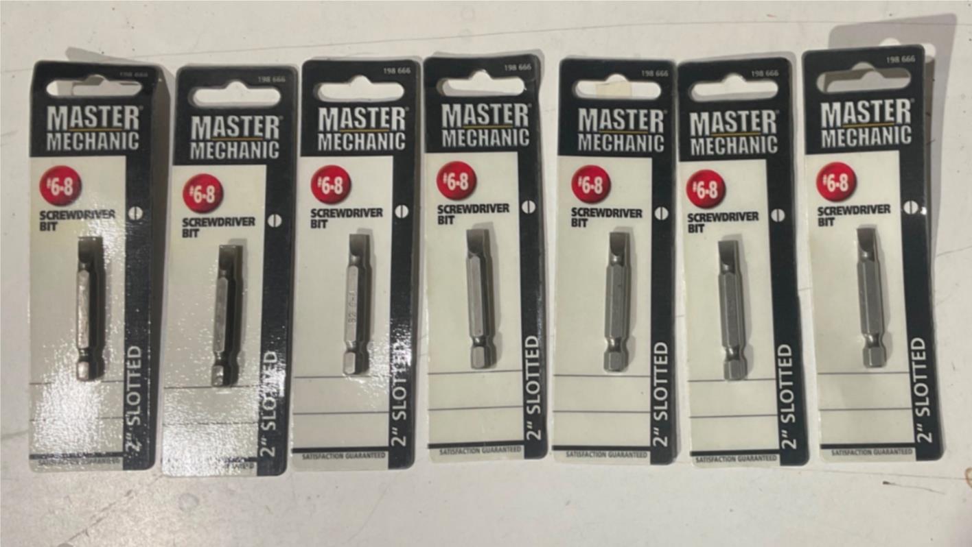 Master Mechanic 198 666 #6-8 2" Slotted Screwdriver Bit 7pks