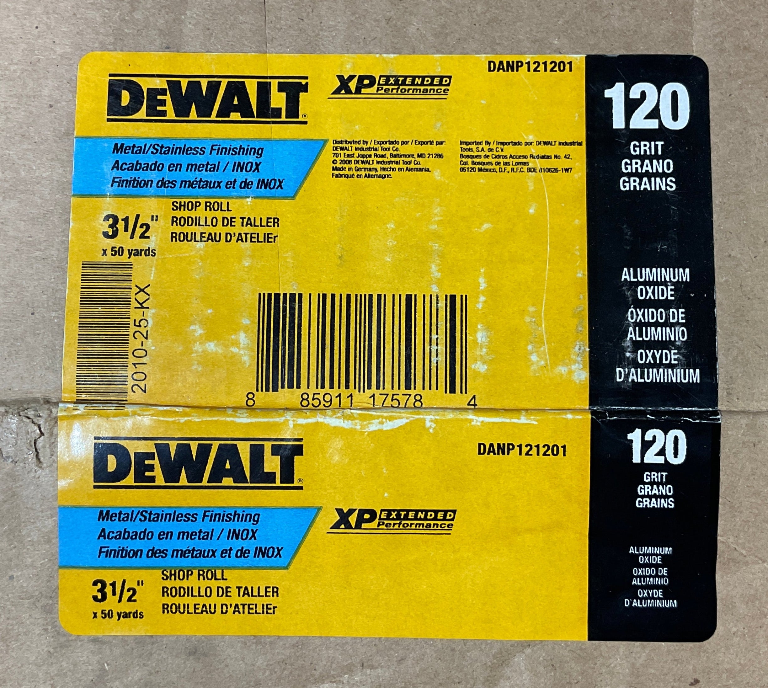 DeWalt 3-1/2" x 50 yds XP Sand Paper Shop Rolls 120 Grit DANP121201