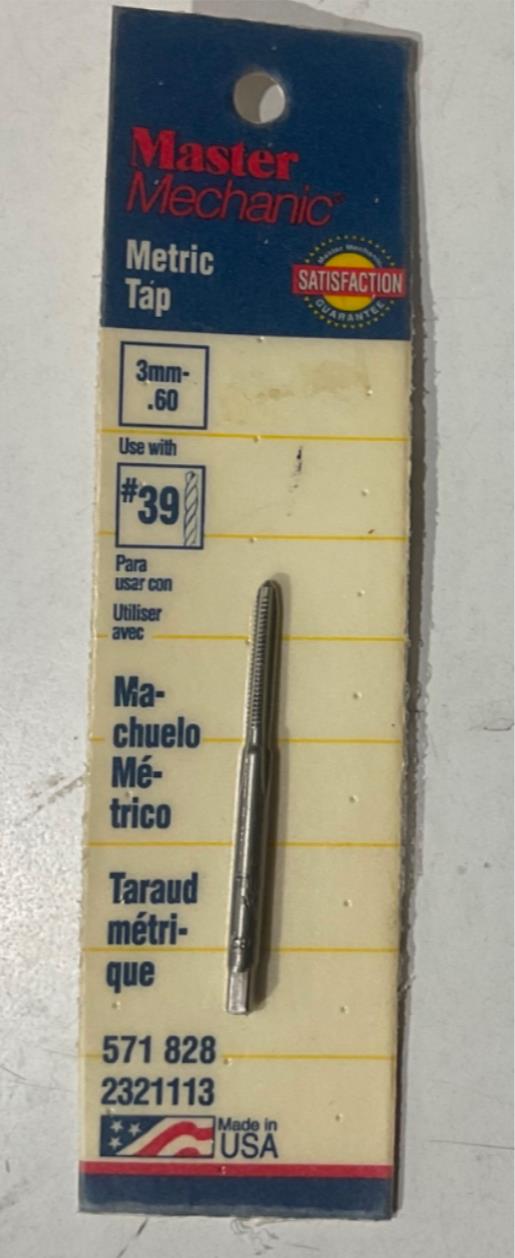 Master Mechanic 571 828 3mm-.60 Metric Tap USA