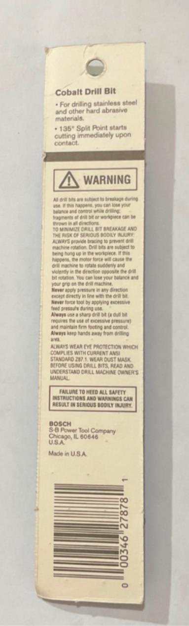 Bosch 3/8" x 5" Cobalt Drill Bit DCJ120 USA