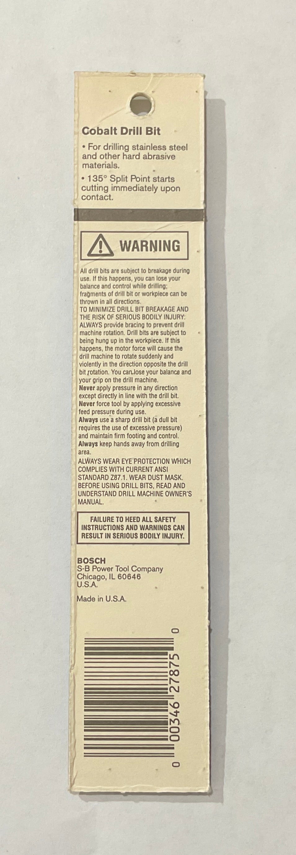 Bosch 15/64" x 4" Cobalt Drill Bit DCJ075 USA