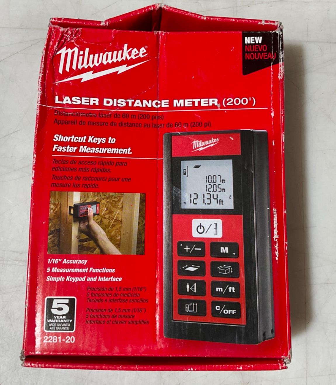 MIlwaukee 200' Laser Distance Meter 2281-20 USA