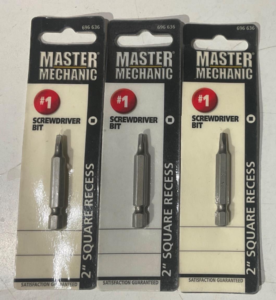 Master Mechanic 696 636 #1 2" Square Recess Screwdriver Bit 3pks