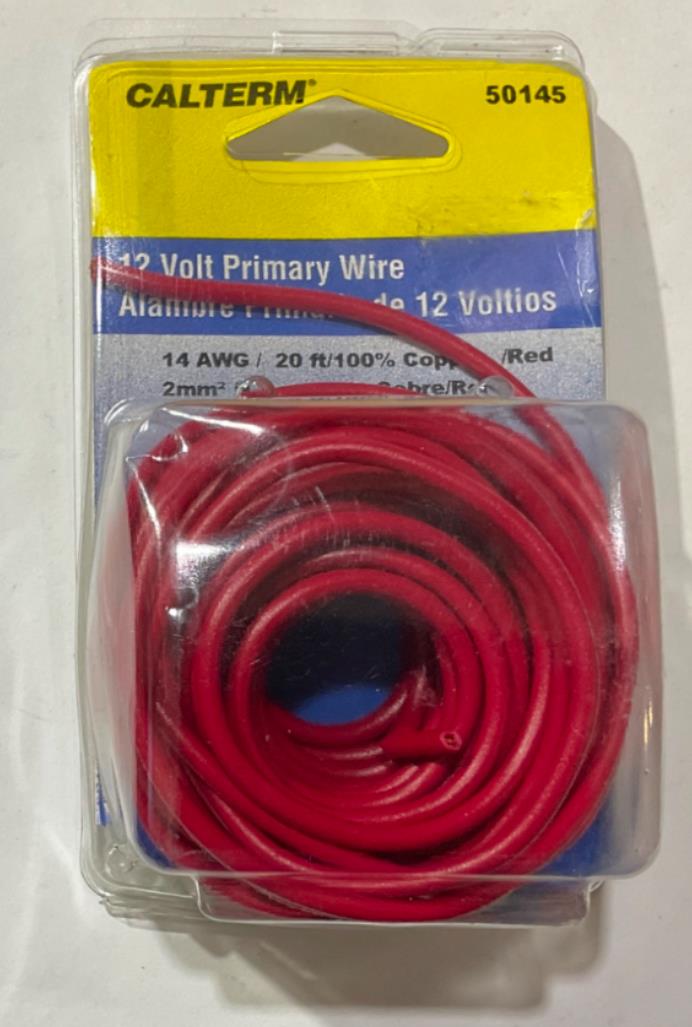 Calterm 12V, 14 AWG 20' Red Primary Wire 50145 USA