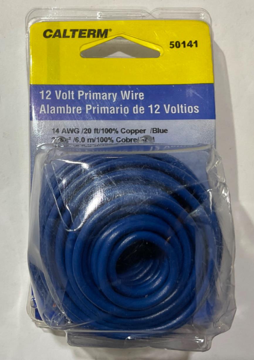 Calterm 12V, 14 AWG 20' Blue Primary Wire 50141 USA