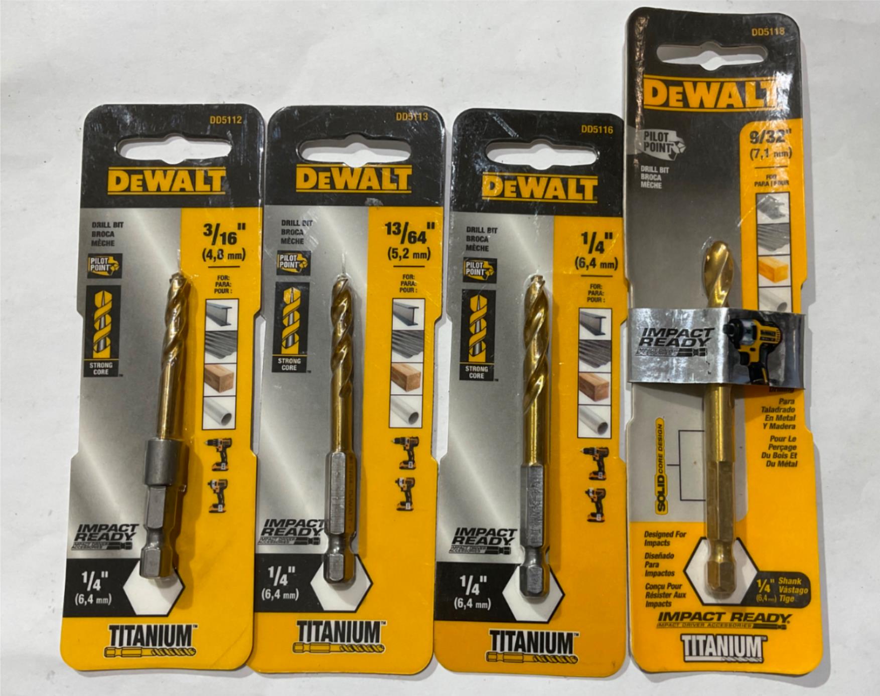 DeWalt DD5112-18 4pc Pilot Point drill bits # I-16