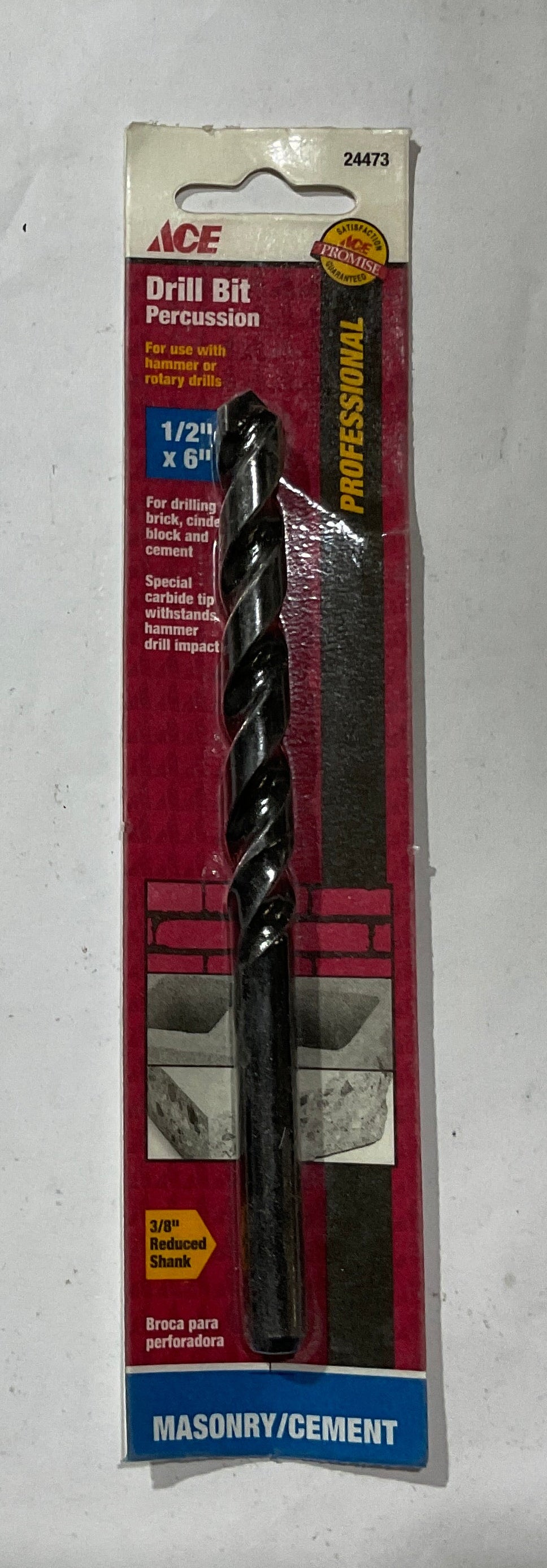 Ace 24473 1/2" x 6" Carbide tip Masonry percussion drill bit