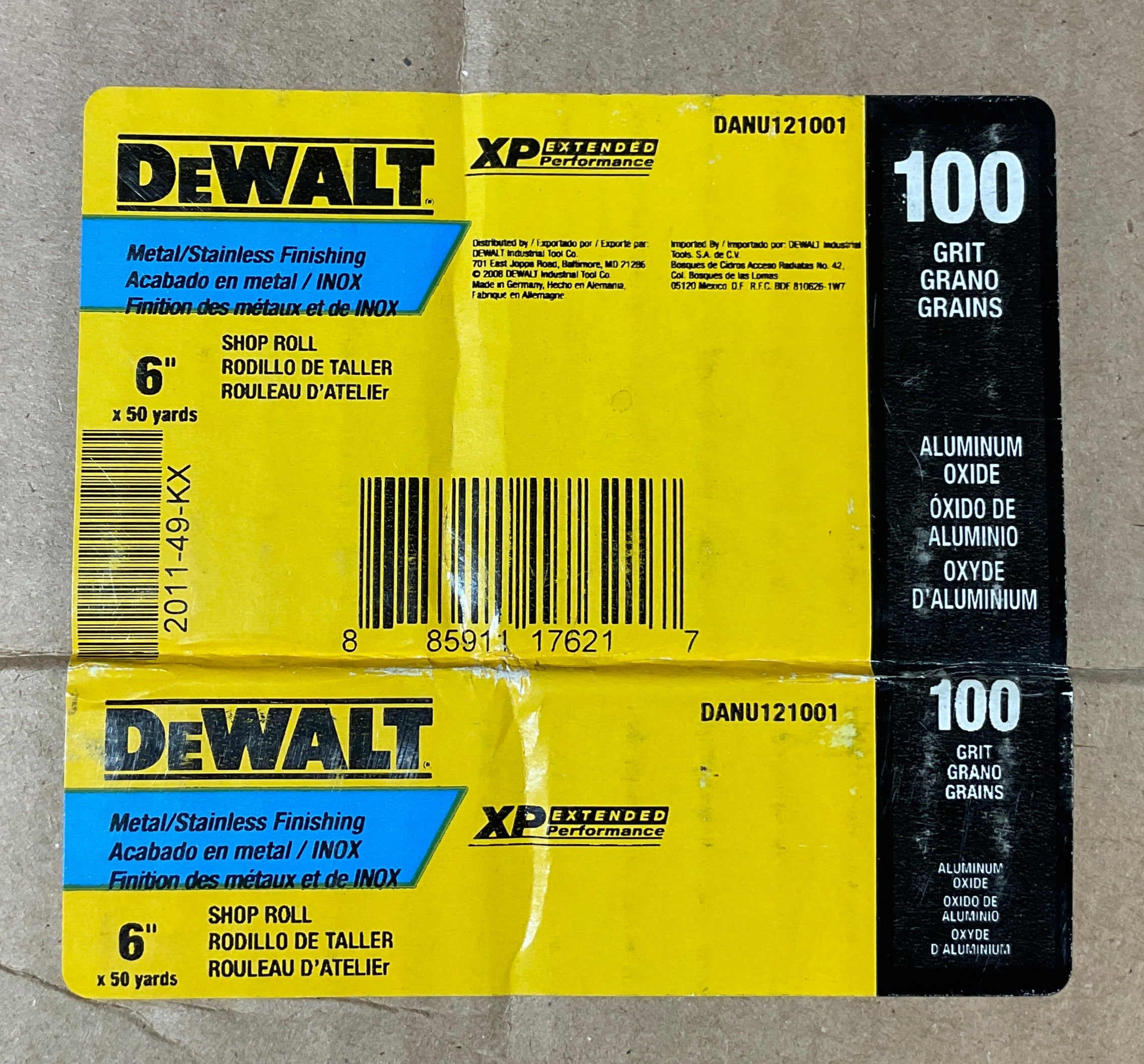 DeWalt 6" x 50 yds XP Sand Paper Shop Rolls 100 Grit DANU121001
