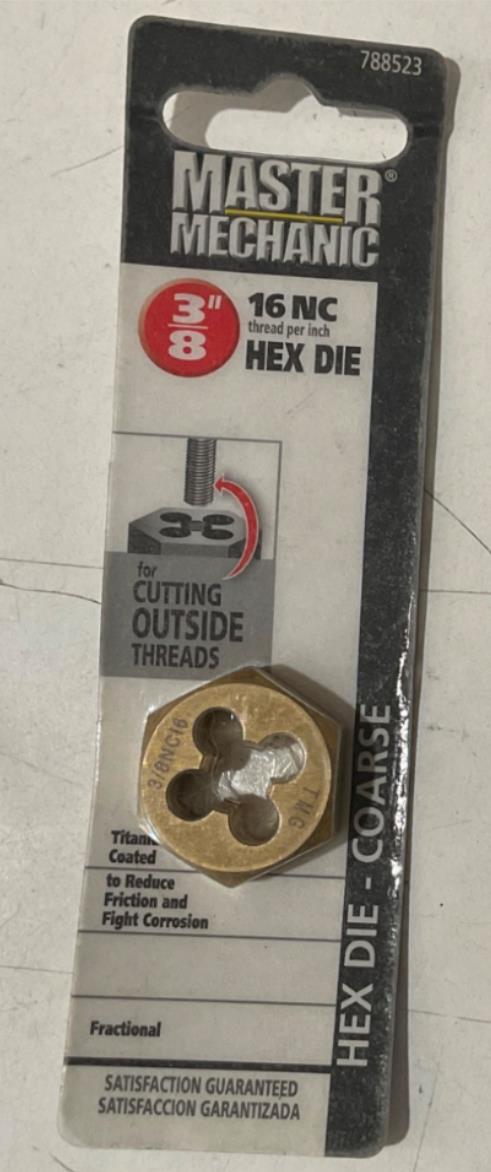 Master Mechanic 788523 3/8" 16 NC Titanium coated Hex Die-Coarse