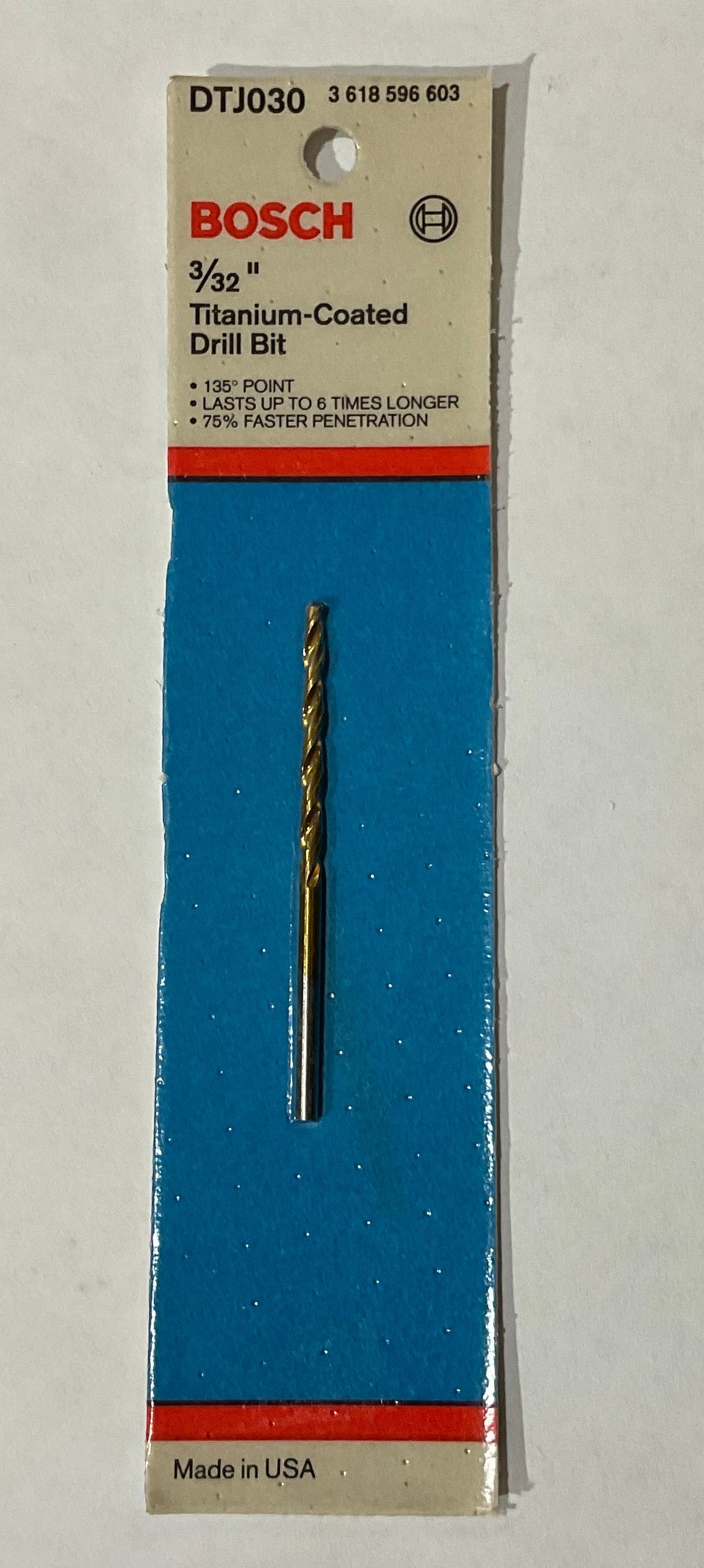 Bosch 3/32" x 2-3/8" Titanium -coated drill bit DTJ030 USA