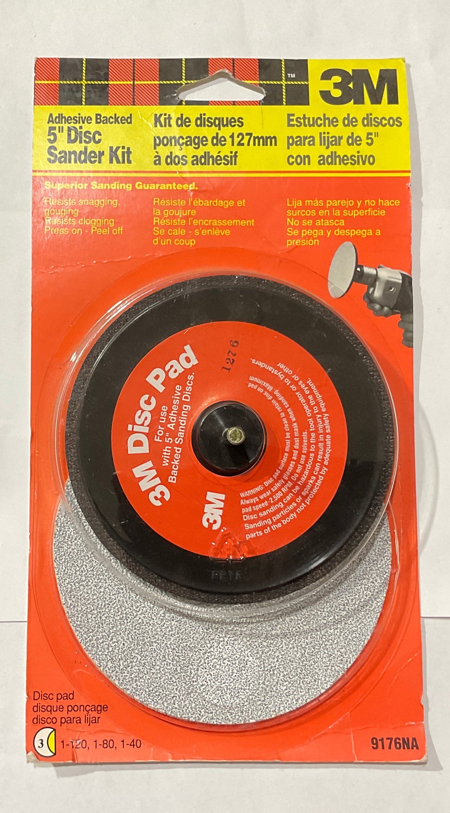3M Adhesive backed 5" disc sander kit 9176NA USA