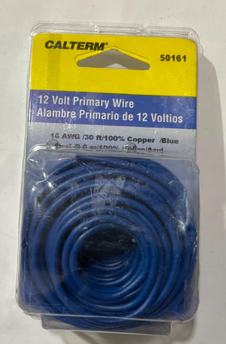 Calterm 12V, 16 AWG 30' Blue Primary Wire 50161 USA