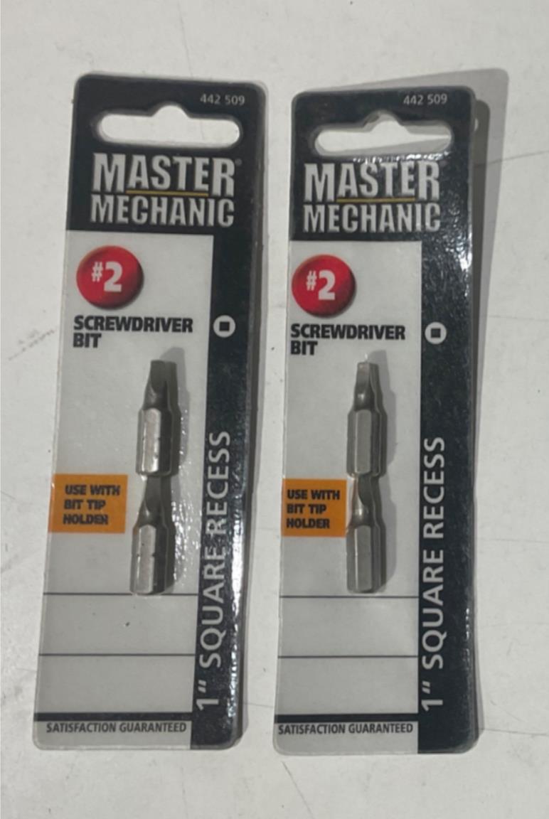 Master Mechanic 442 509 #2 1" Square Recess Screwdriver Bit 2-2pks