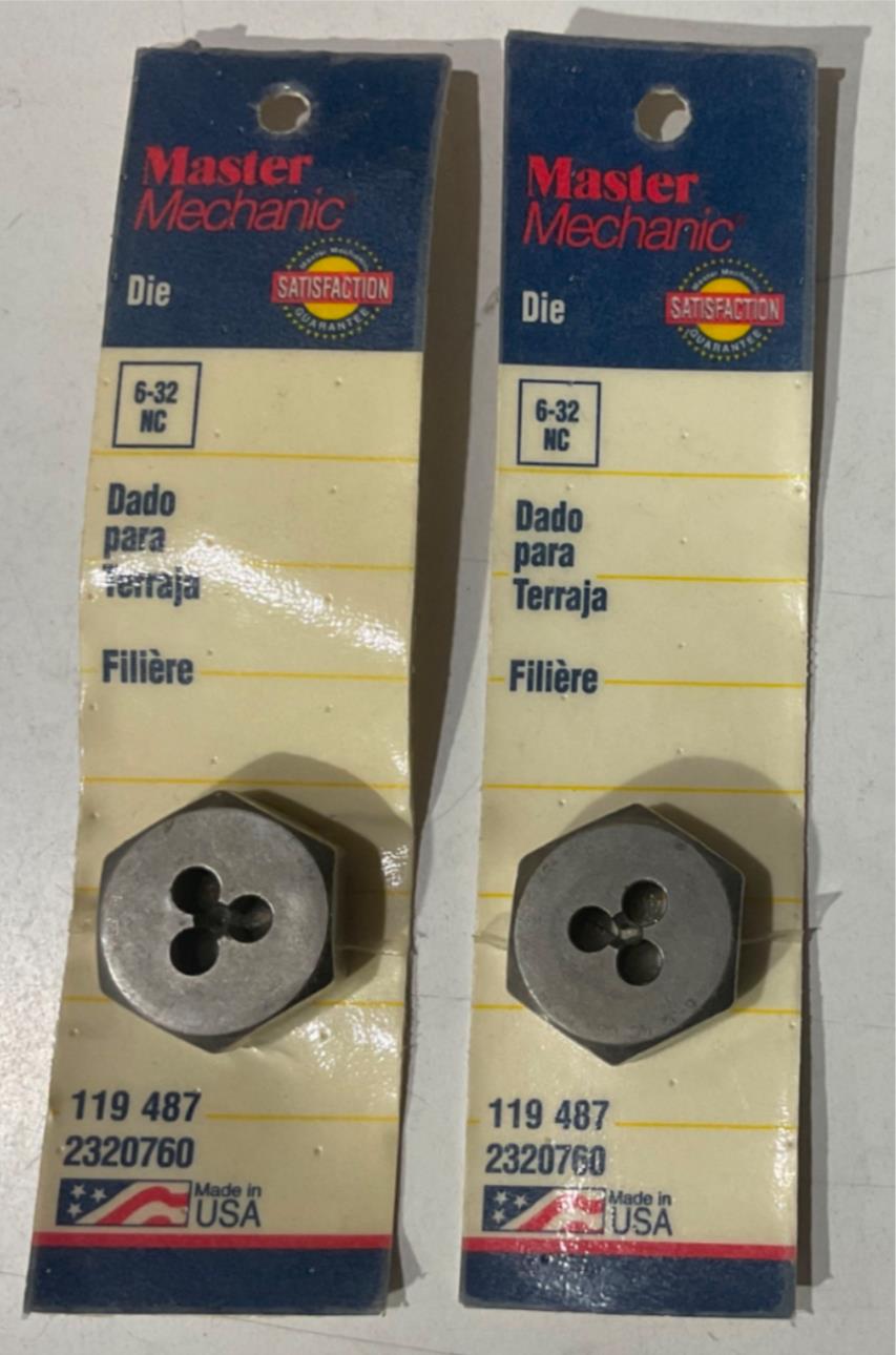 Master Mechanic 6-32 NC Die USA 2pks 119 487