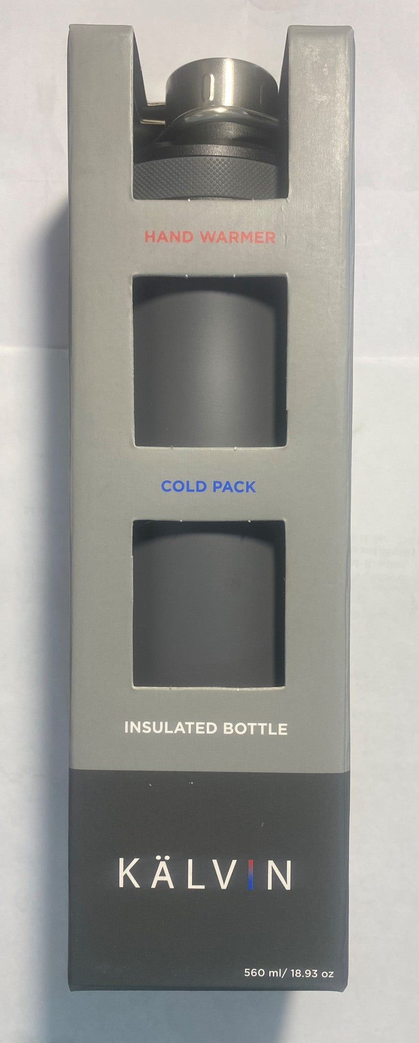 Kalvin 00855 Insulated Water Bottle, Charcoal Grey, 18.9 oz (560ml)