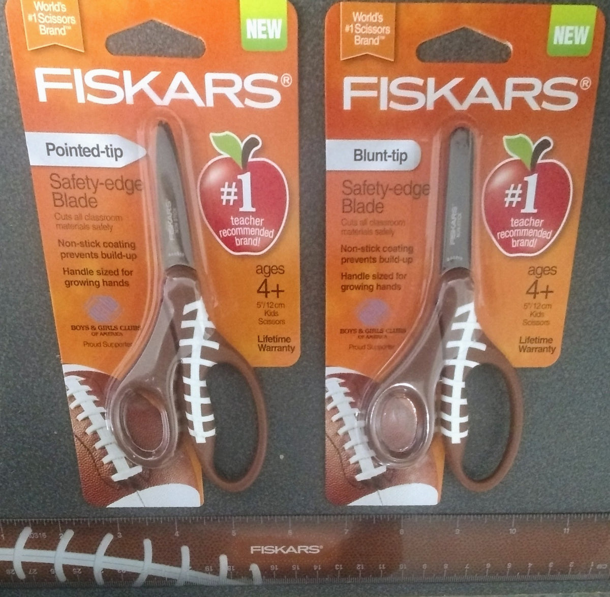 Fiskars 134162 Football MVP 5" Kid's 3-Piece Scissors & Ruler Set