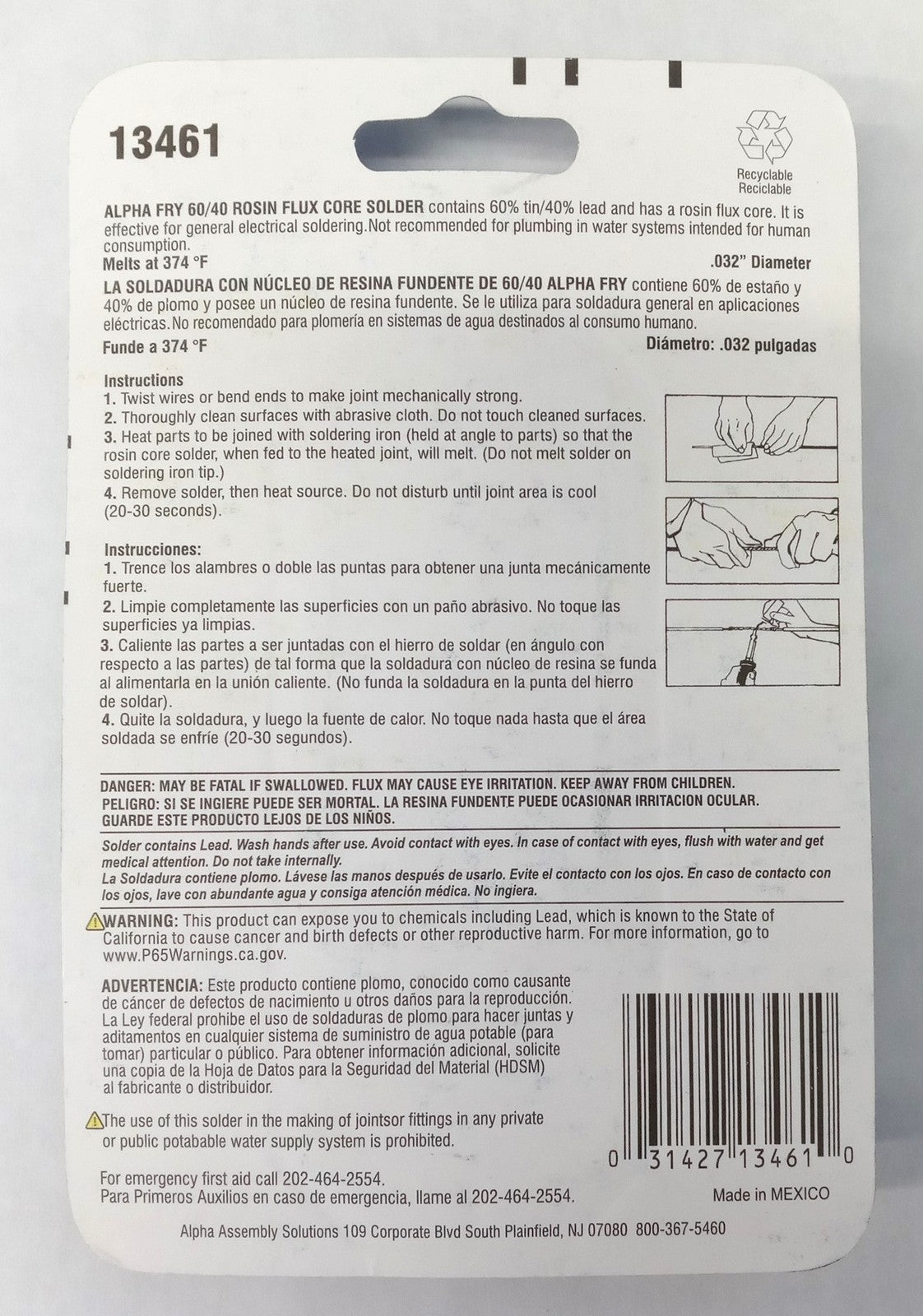Alpha Fry 60/40 Fine Electrical Tin/Lead Repair Solder 13461