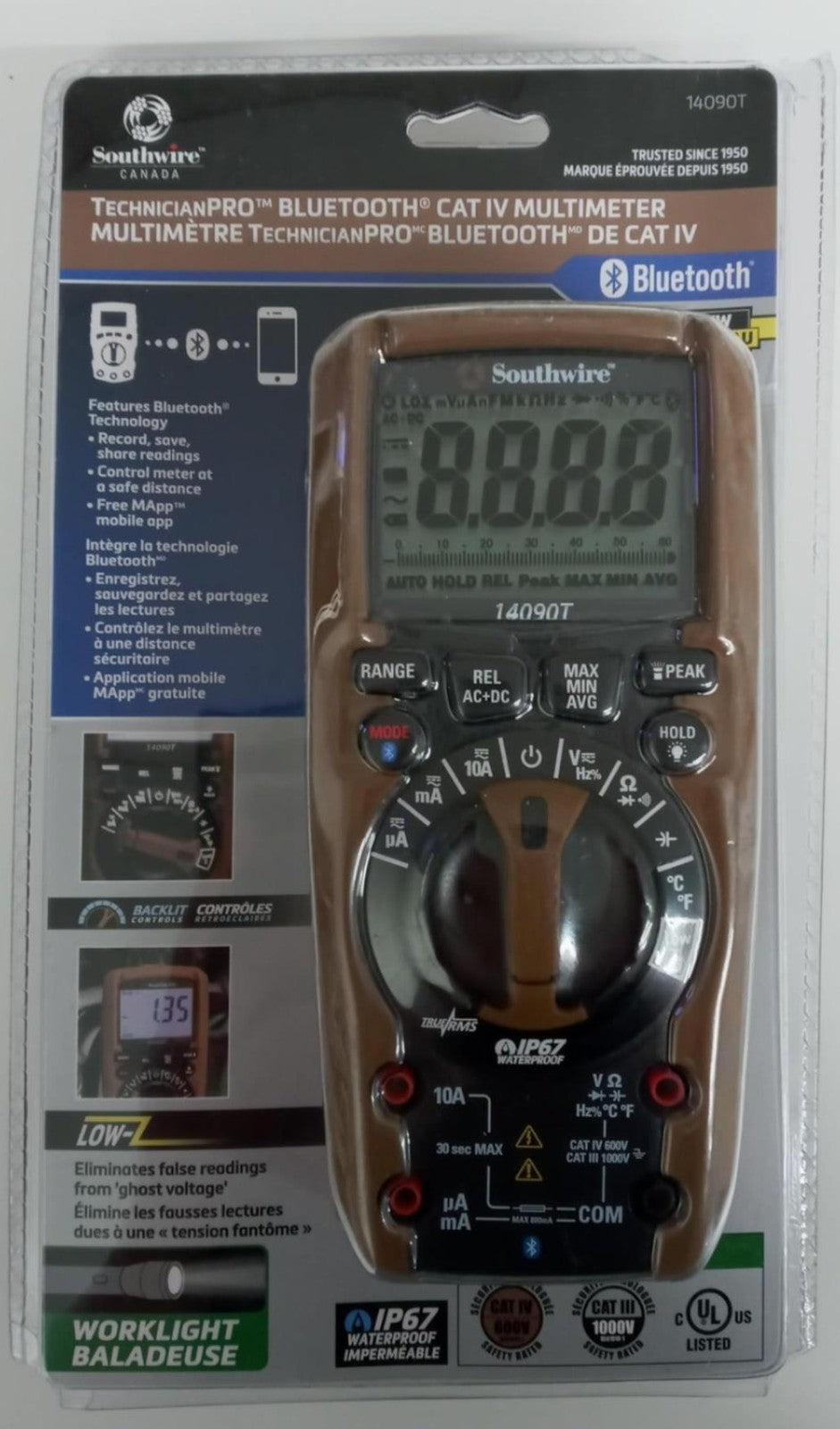Southwire TechnicianPRO™ BLUETOOTH® CAT IV MULTIMETER w/pouch and Leads 14090T
