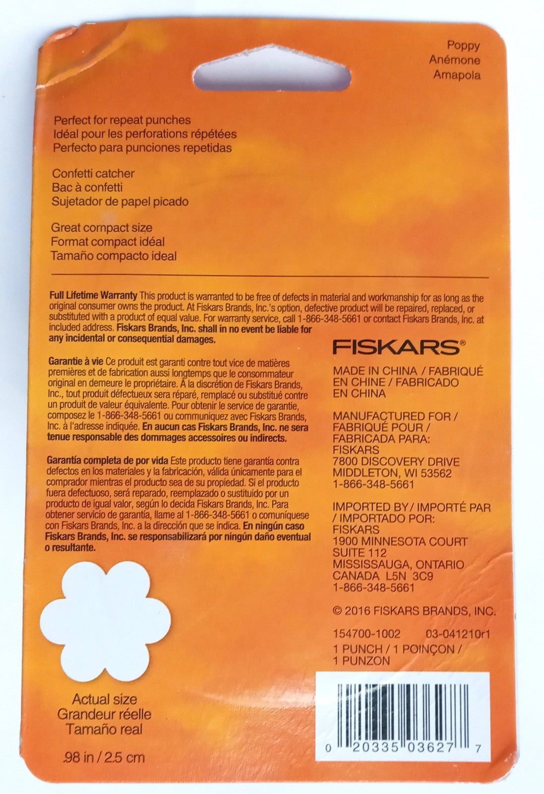 Fiskars Poppy Lever Punch 0.96"/2.5cm 154700-1002