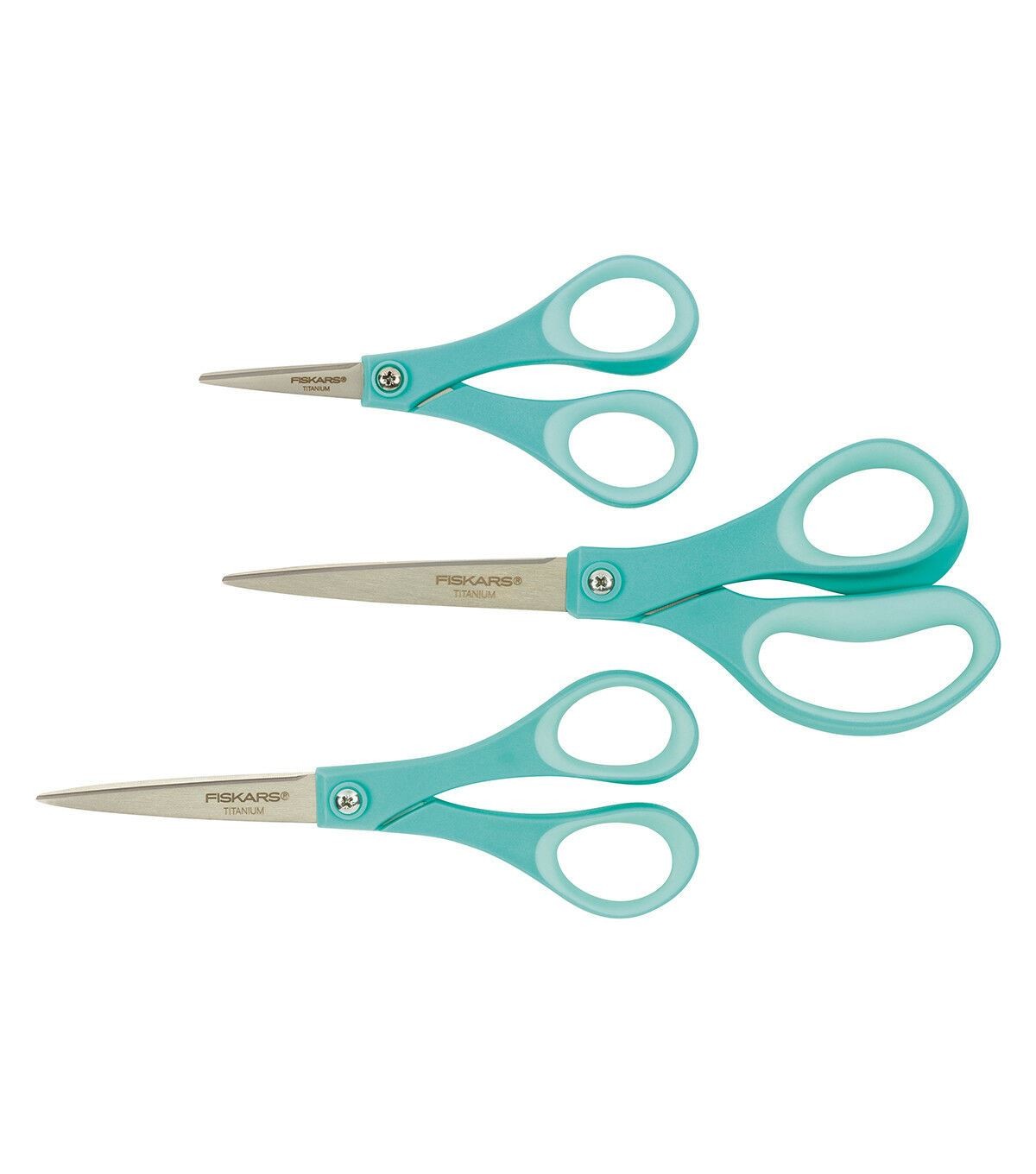 Fiskars 157690-1016 3 Piece Titanium Soft-Grip Scissors 5" 7" & 8"