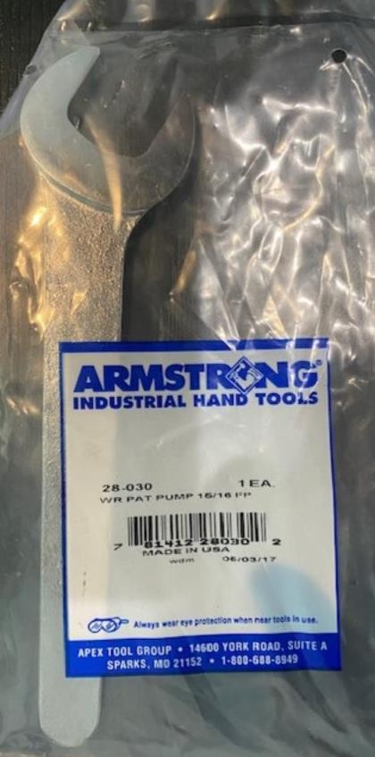 Armstrong 28-030 Service Pump Wrench 15/16" Chrome Thin Pattern USA