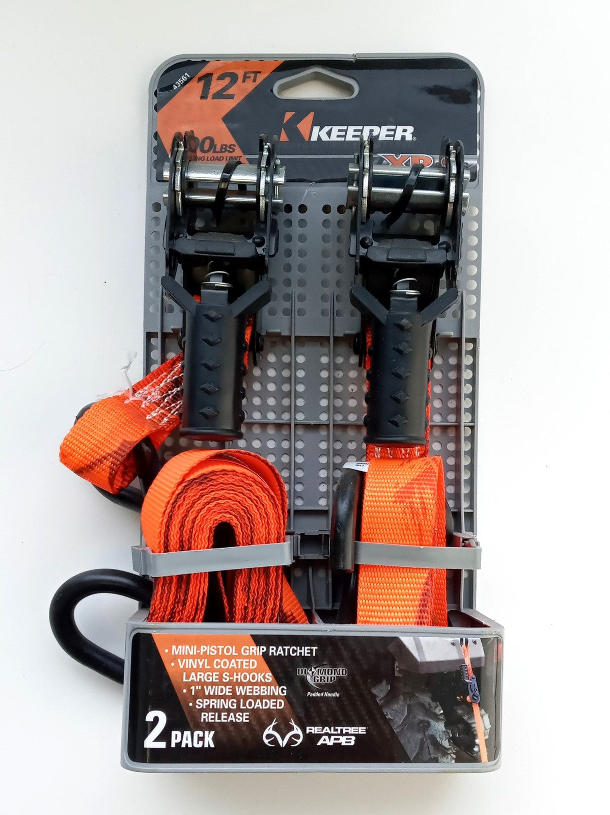 KEEPER 2-PackTie Down 1" 12ft 500Lbs High Tension Ratchets Hi-Test Webbing 43561