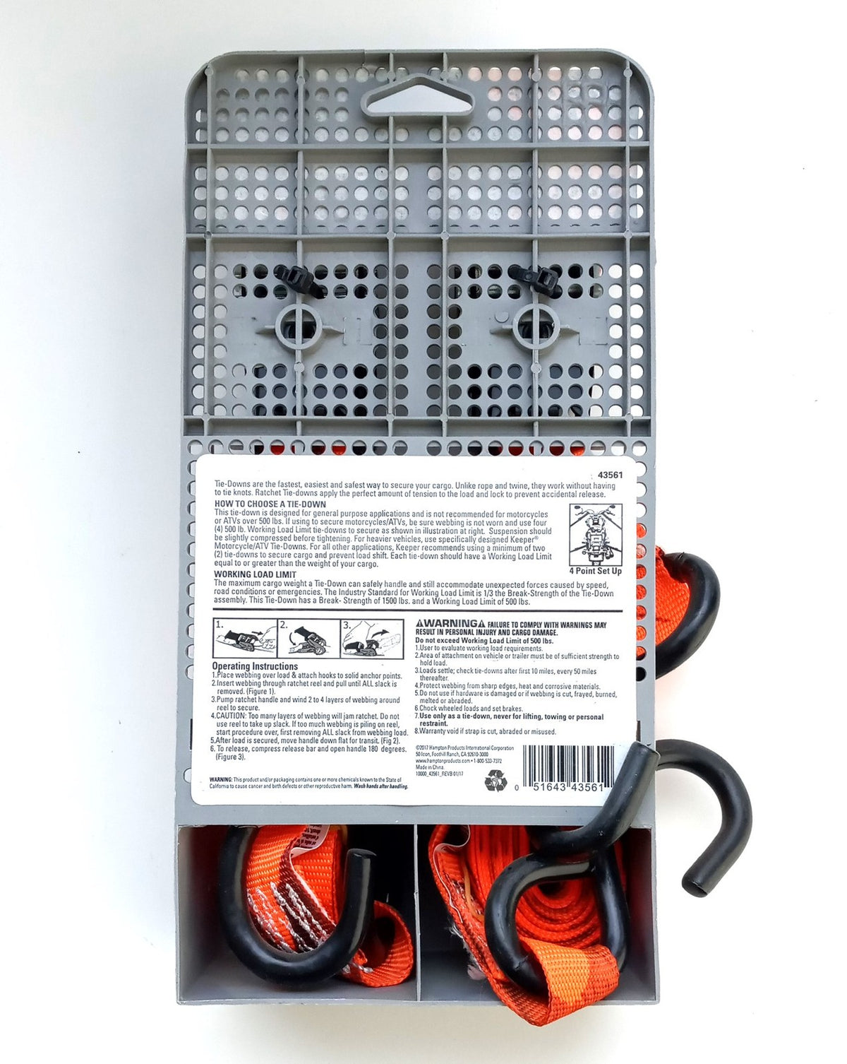 KEEPER 2-PackTie Down 1" 12ft 500Lbs High Tension Ratchets Hi-Test Webbing 43561