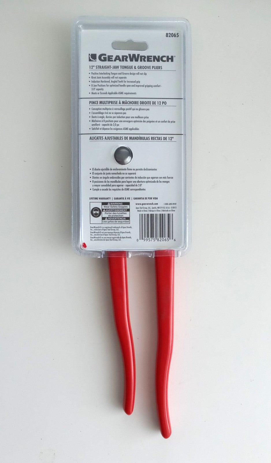 GearWrench 12" V-Jaws Dipped Handle Tongue & Groove Pliers 82065