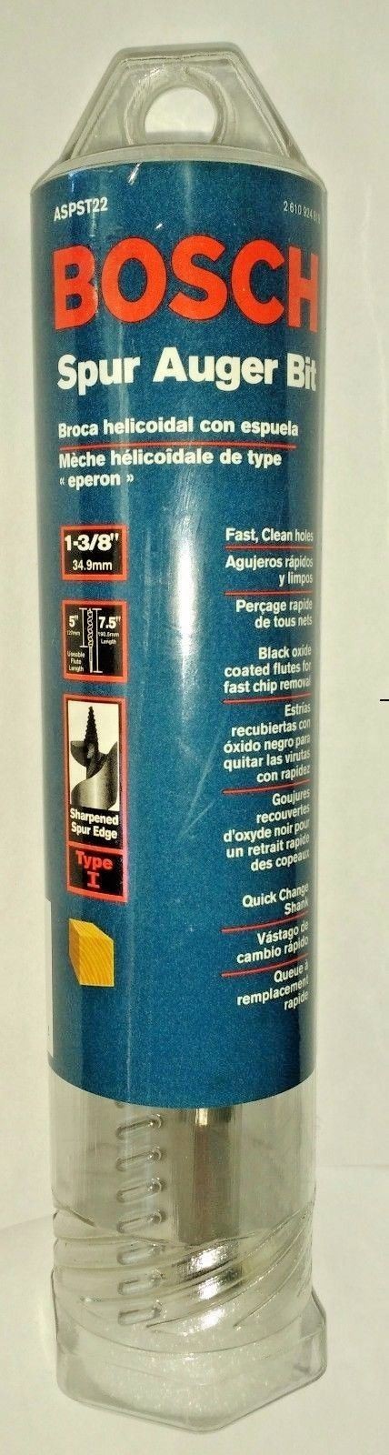Bosch 1-3/8" x 7-1/2" Spur Auger Bit ASPST22