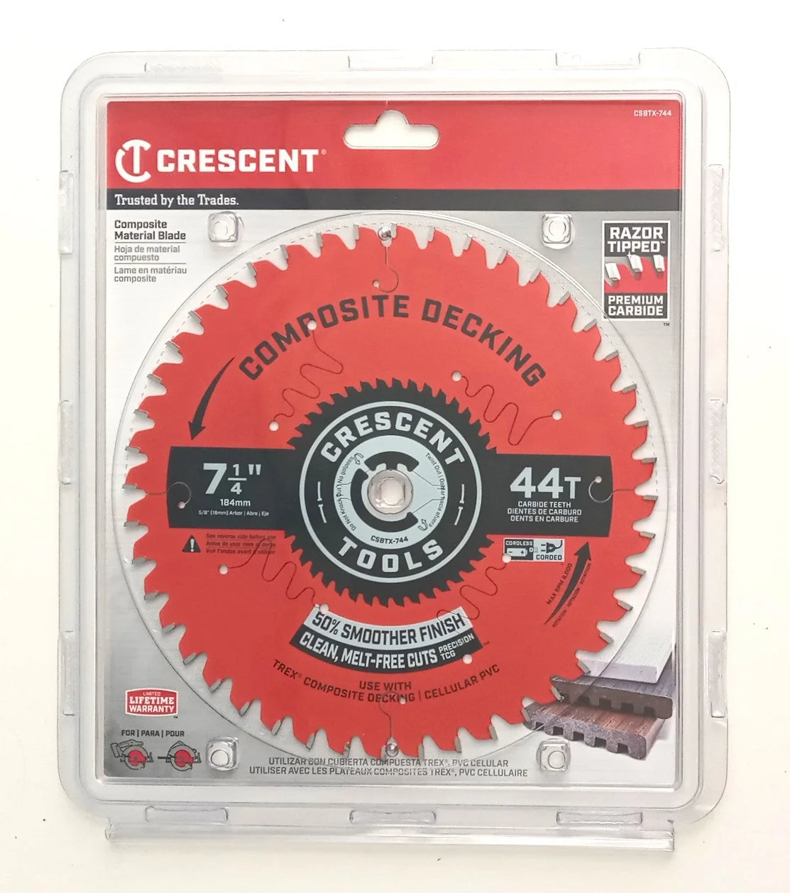 Crescent 7-1/4" x 44-Tooth Composite Decking Circular Saw Blade CSBTX-744