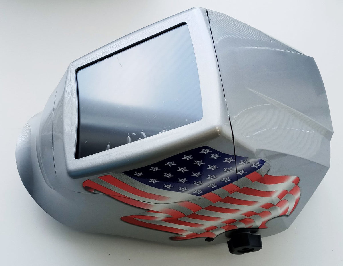 Silver Welding Helmet With Flag H54-10SG