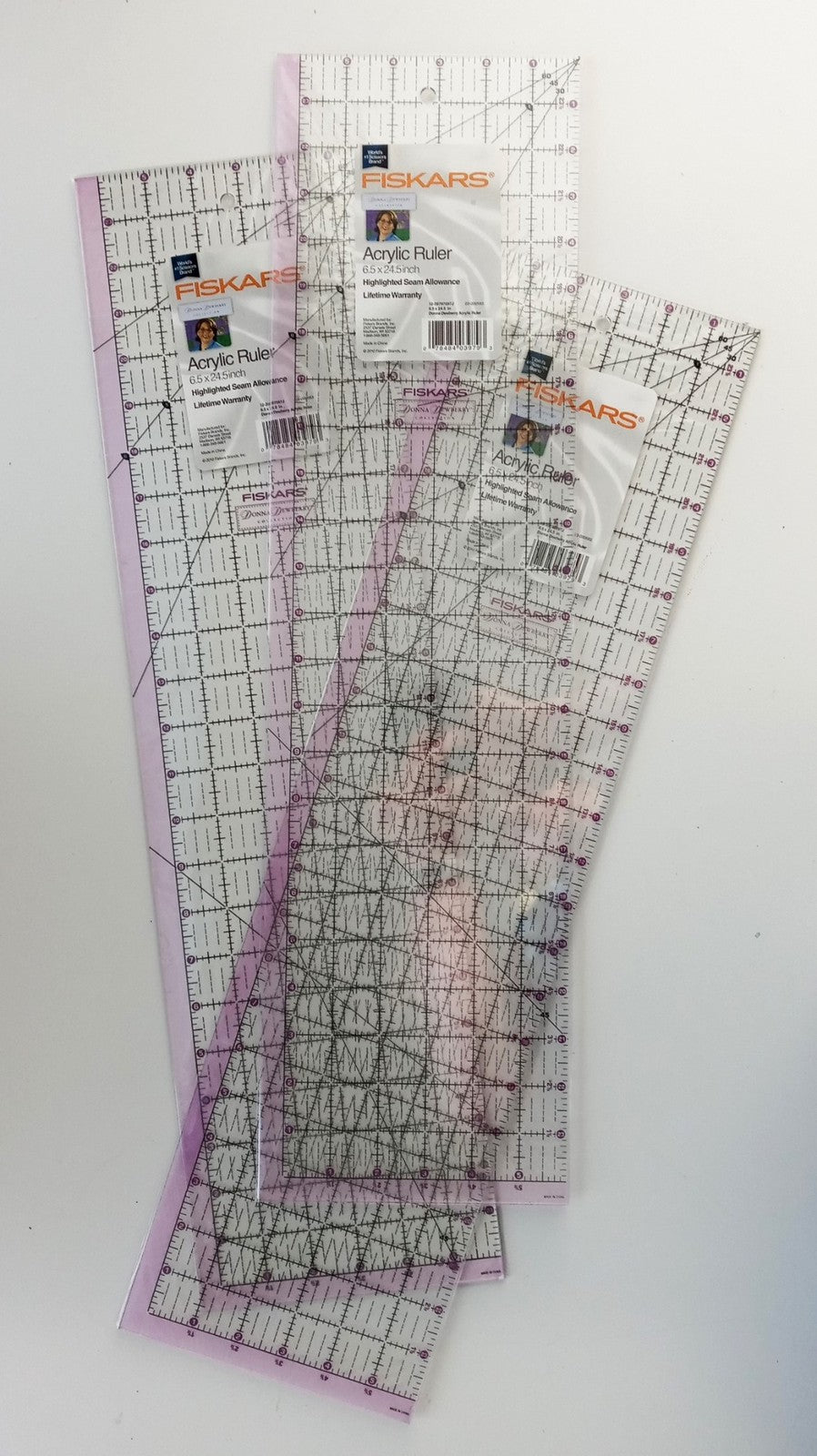 FISKARS 12-39797097J 6.5" x 24.5" Quilting Sewing Crafts Acyrlic Ruler 3PCS