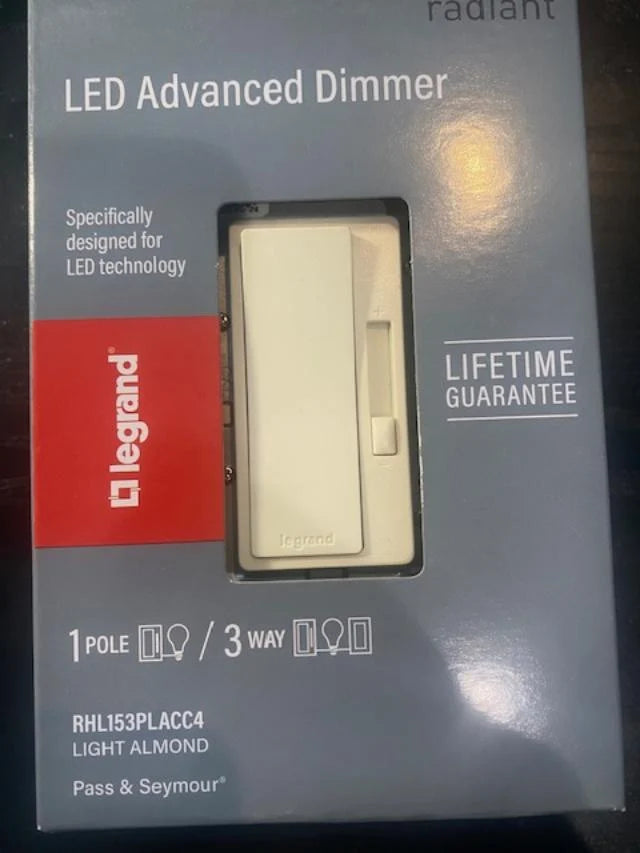 Legrand Radiant 150-Watt One-Pole/3-Way LED Advanced Dimmer Almond RHL153PLACC4