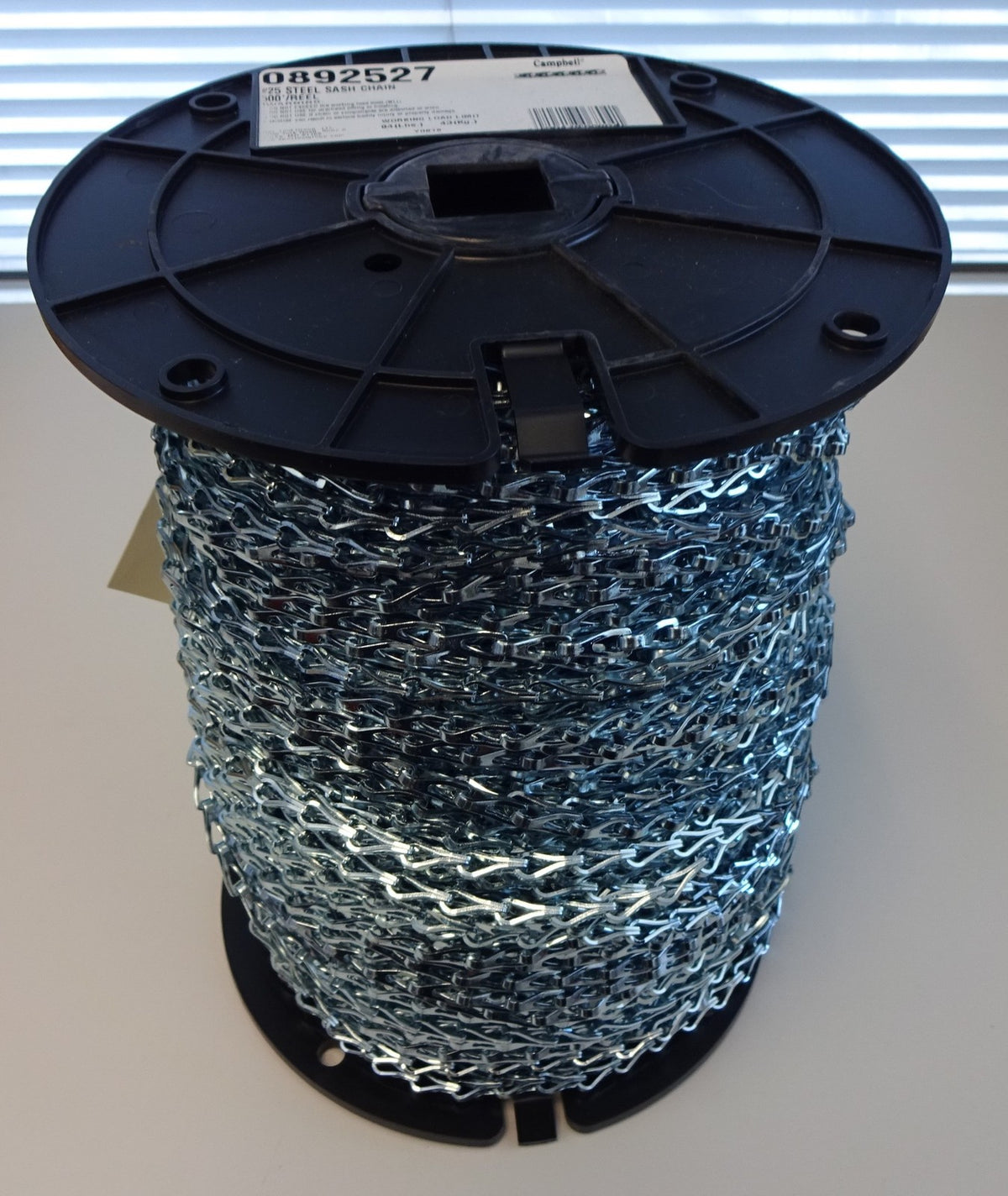 CAMPBELL T0892527N #25 Steel Sash Chain Zinc Plated 500' per Reel
