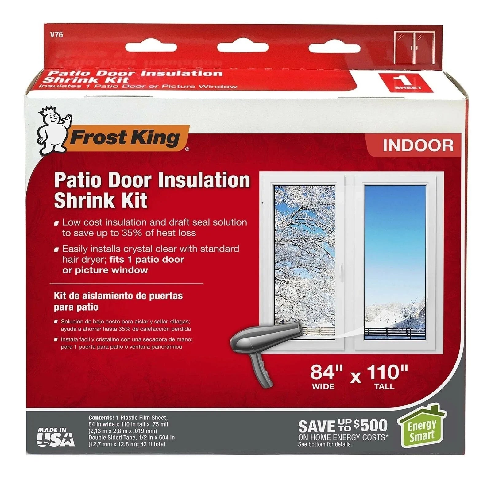 Frost King Shrink Window Kit 84-Inch by 110-Inch, Clear V76