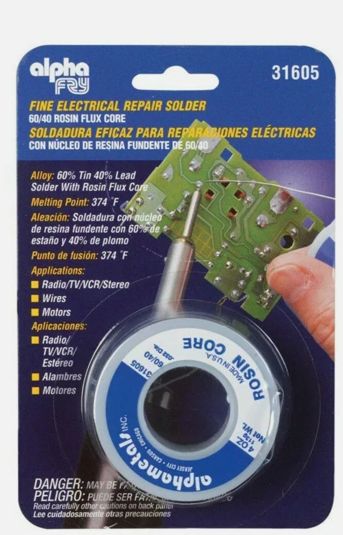 Alpha Fry Fine Electrical Repair SOLDER 60/40 Rosin Flux Core MultiUse 31605