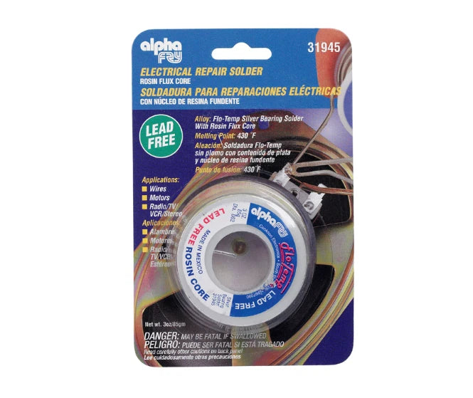 Alpha Fry 3oz Lead-Free Rosin Core Solder Wire Tin/Copper/Silver 31945