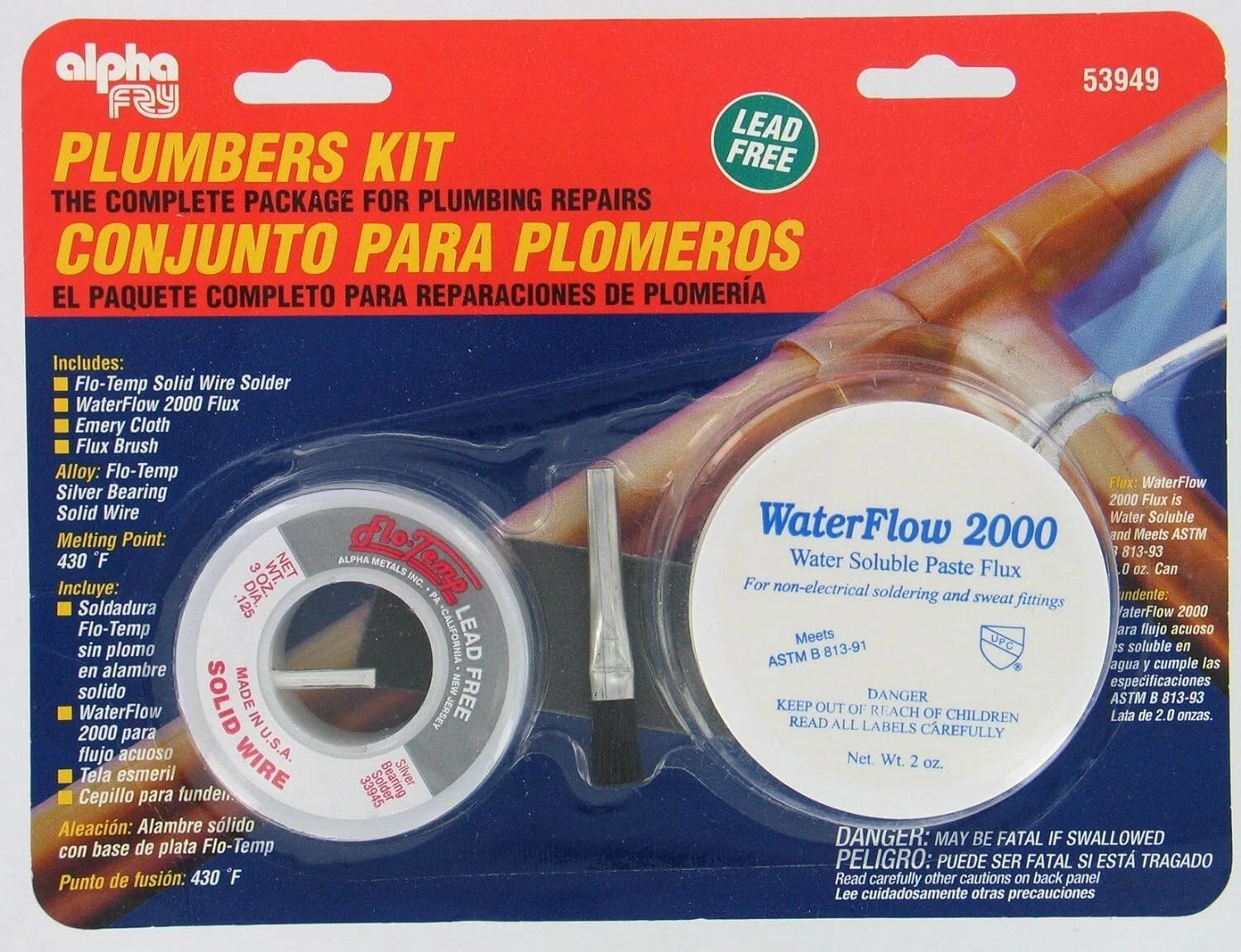 Alpha Fry 6 Oz. Lead-Free Plumbers Kit 0.12 In. Silver Flo-Temp Solder 53949