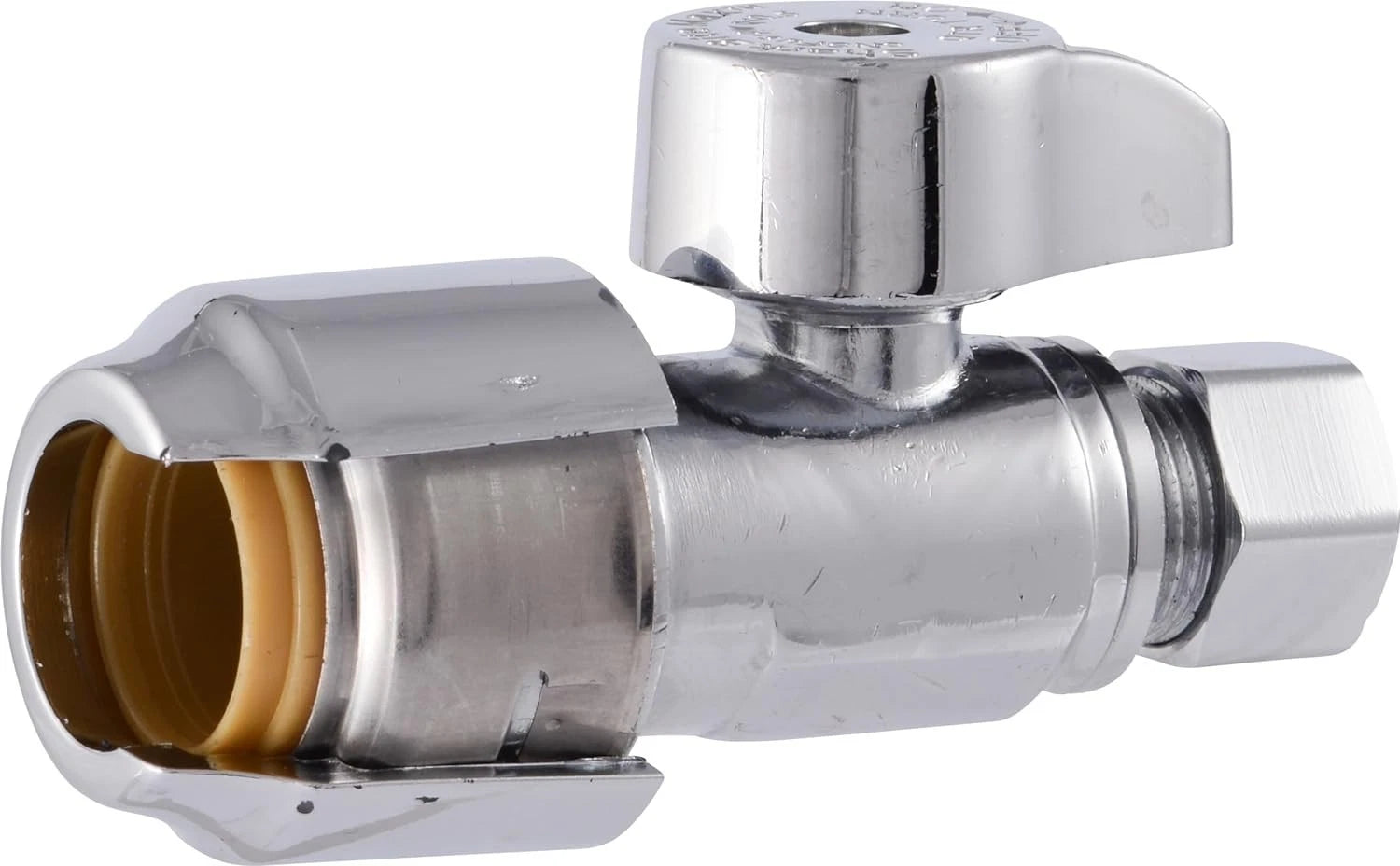 SharkBite Max 1/2 x 3/8 Inch Compression Straight Stop Valve, Quarter Turn, Push UR23037