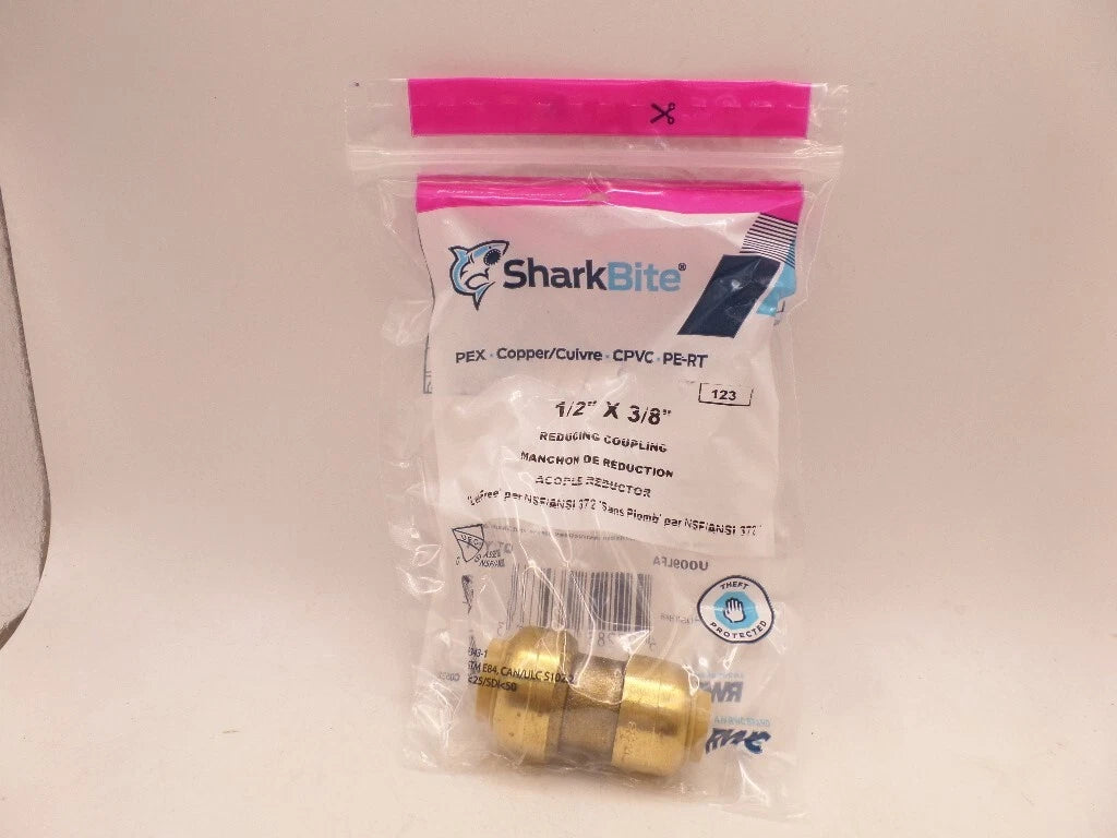 SharkBite Reducing Coupling, 1/2 Inch by 3/8 Inch, Push-to-Connect, PEX, Copper U009LFA