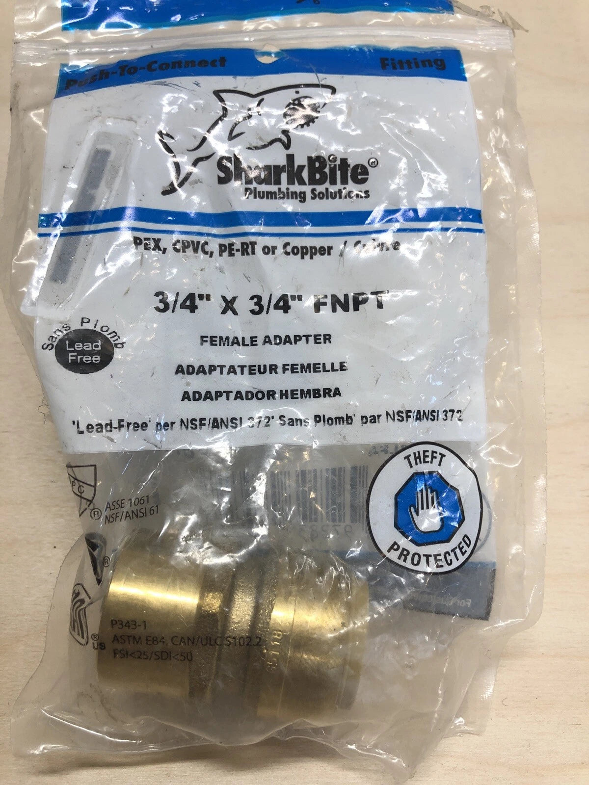 SharkBite Brass Straight Adapter 3/4" Push-to-Connect x 3/4" FNPT U088LFA