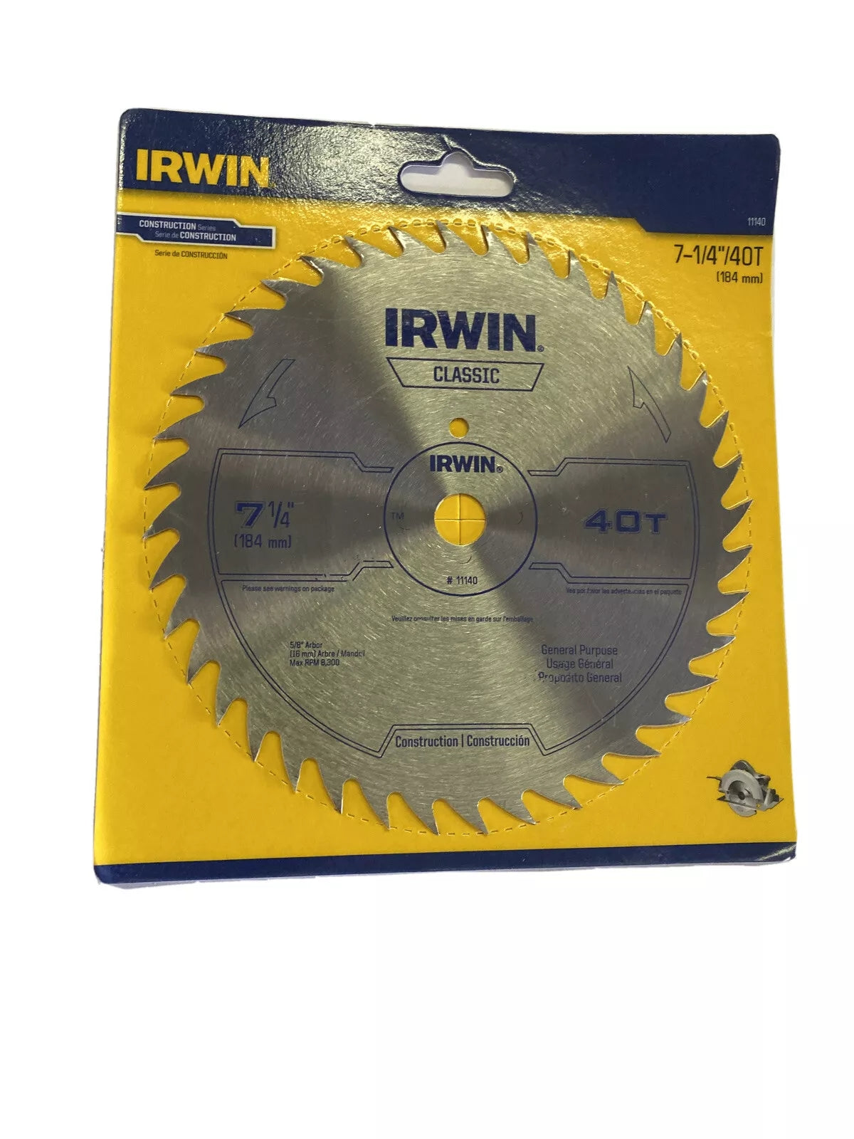 Irwin 11140 Steel Circular Saw Blade 7 1/4” 40T General Purpose