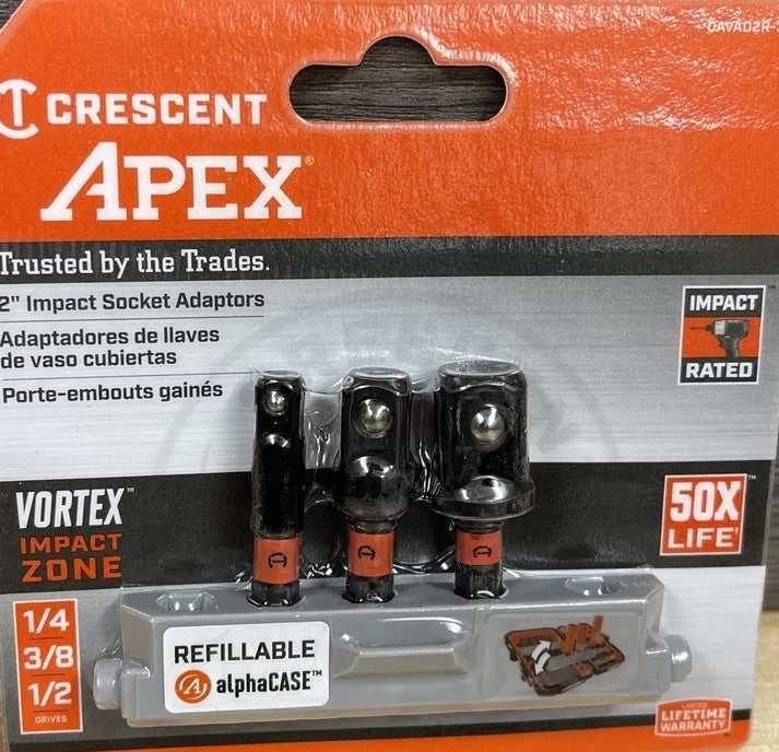 Crescent Apex CAVAD2R-3 3 Pc Vortex Impact Socket Adapter Set