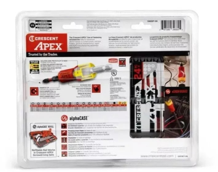 Crescent Apex CAESET24 Eshok-Guard Alphacase Insert Bit Set 24Pc