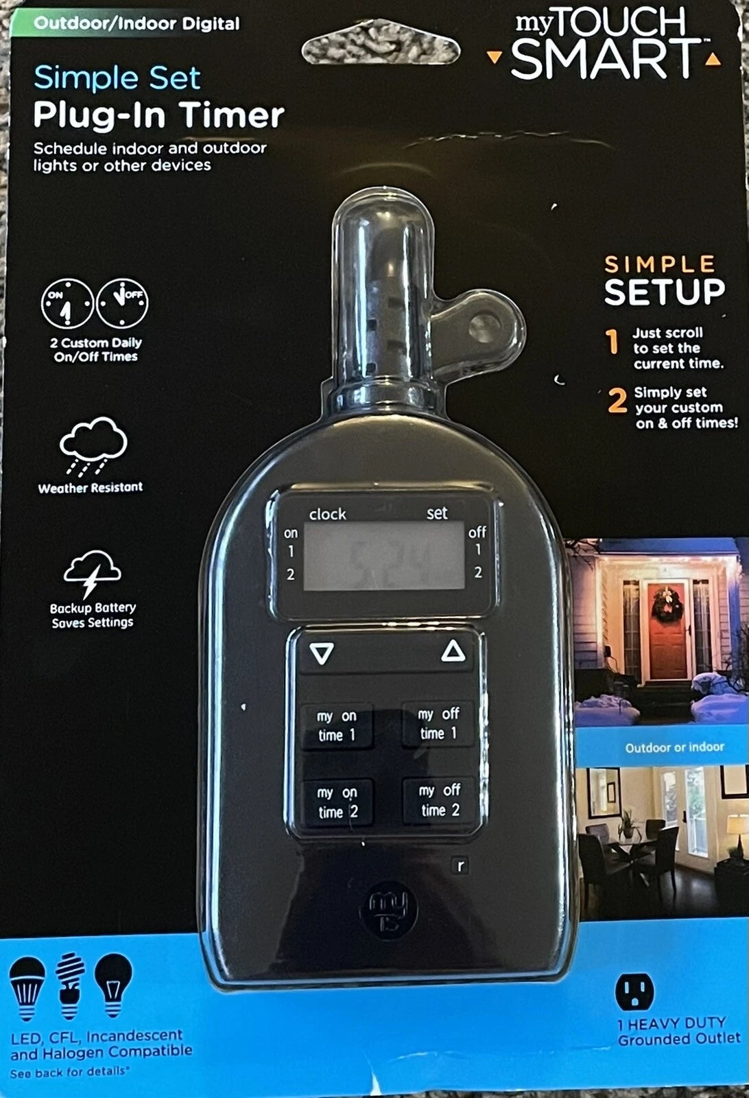 Jasco Digital My Touch Smart 2-Outlet Plug-In 2 Timer Indoor Outdoor 26898-P2